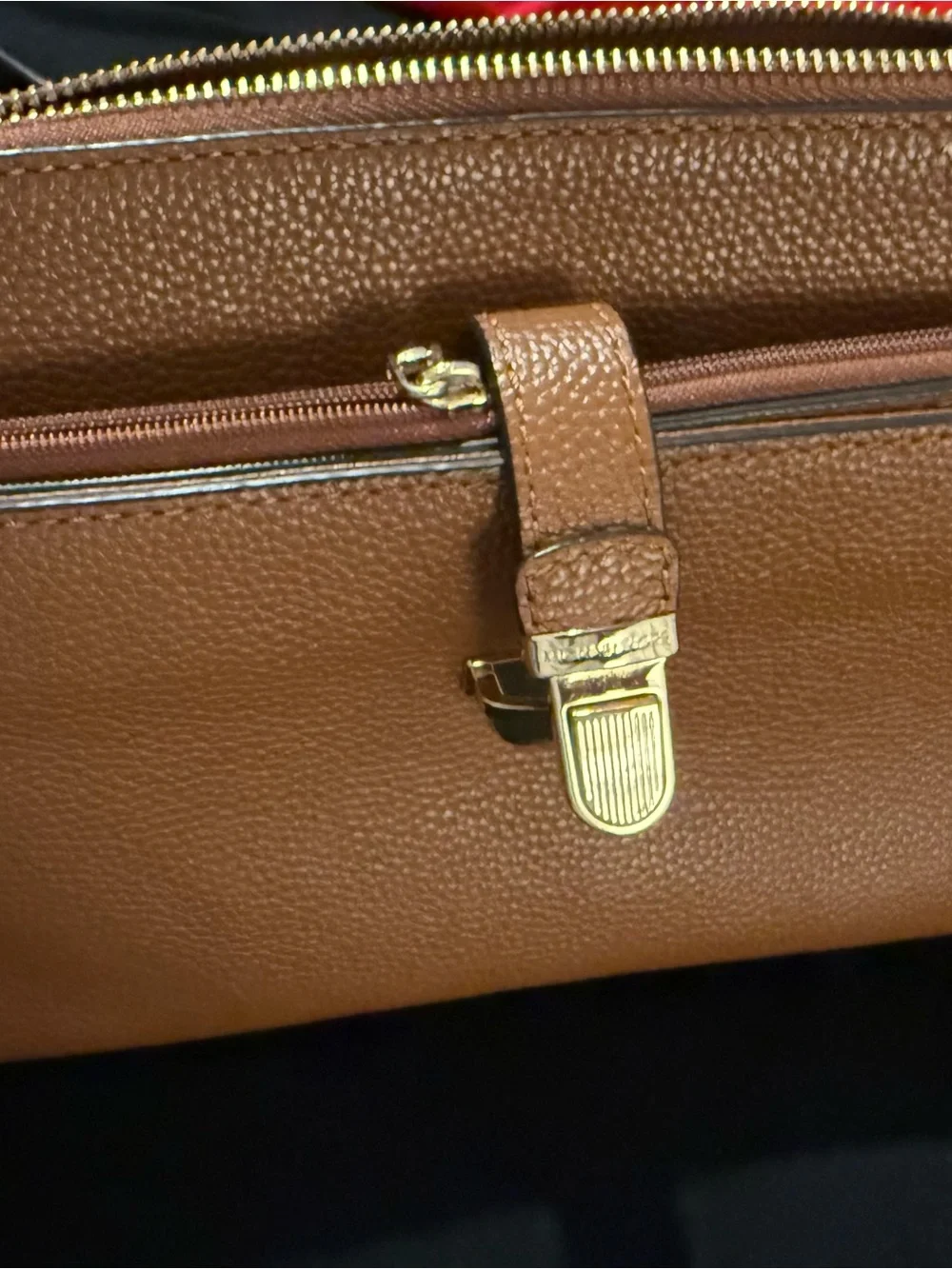 Michael Kors Pebbled Leather Crossbody Bag in Cognac Brown with Gold Hardware